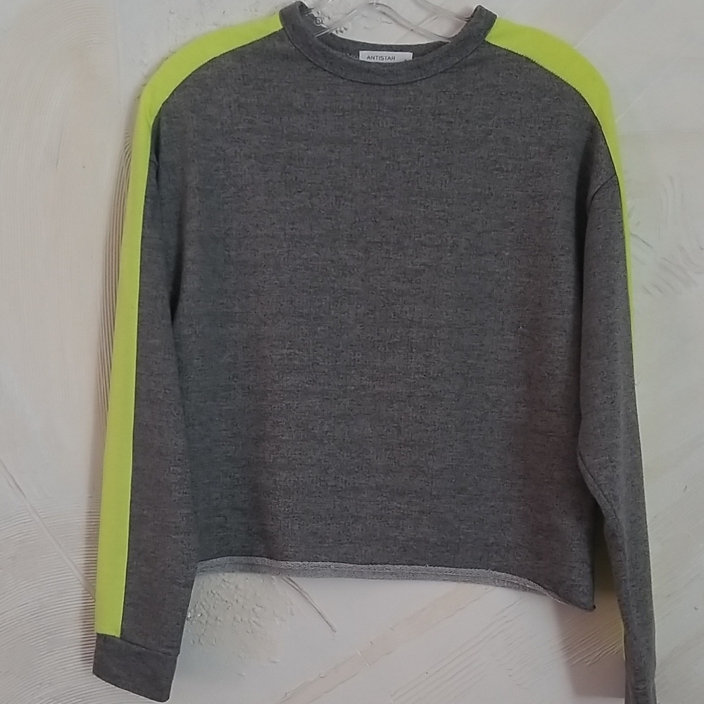 Gray and Neon Yellow Long Sleeve Top